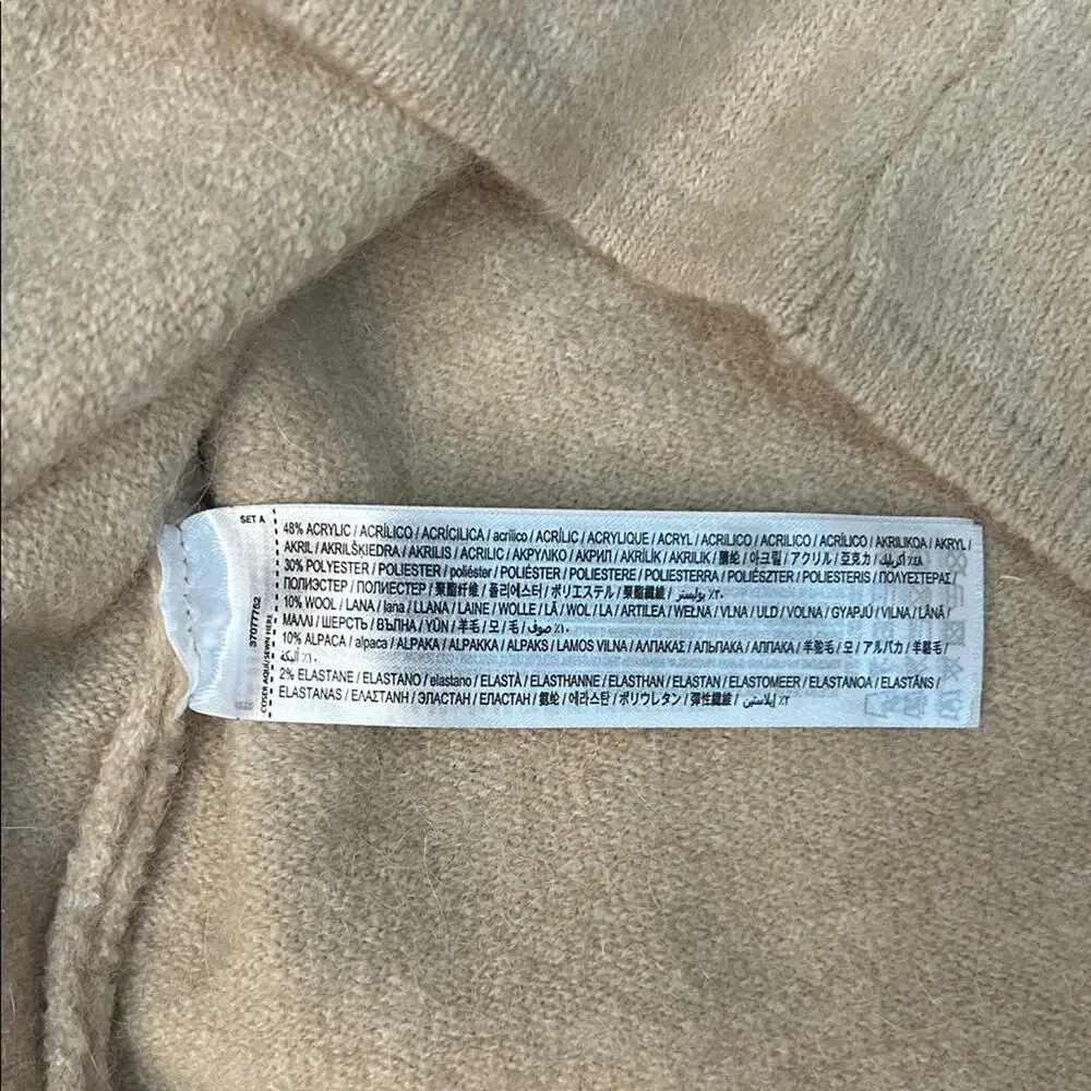 Mango Closet Staple Beige Tea Length Pencil Skirt, Wool Alpaca Blend, Size Med